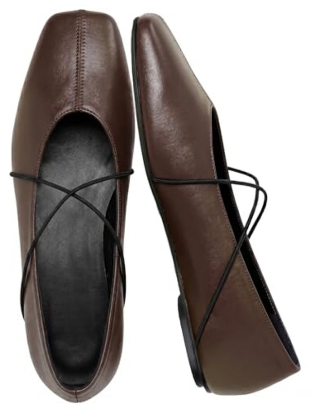 Women's Square Toe Ballet Flats Criss Cross Strap Slip On Mary Jane Shoes